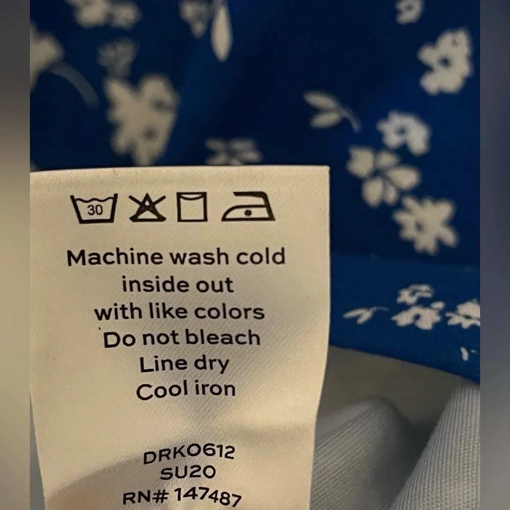 SOLD Draper James Blue & White Floral Ponte Sheath Flare Dress - Picture 8 of 9